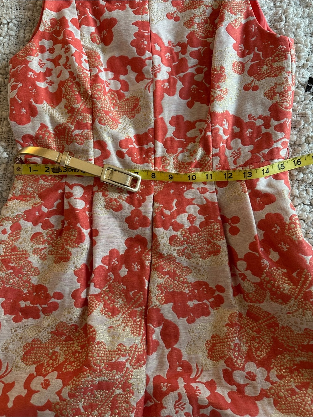 NWT Tahari Arthur Levine Retro Coral and Gold Brocade Cocktail Dress “Bonnie” - Picture 11 of 15
